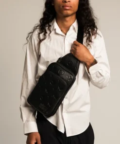 Gunmetal Monogram Leather Crossbody