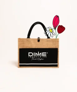 Burlap Tote W/ Button
